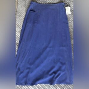 Field Manor 100% Silk Blue Midi Skirt Size L